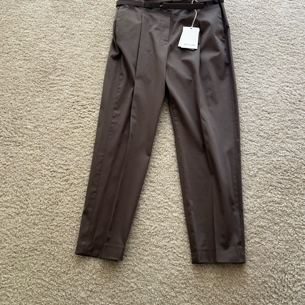 women Brown Tapered Cotton Pants